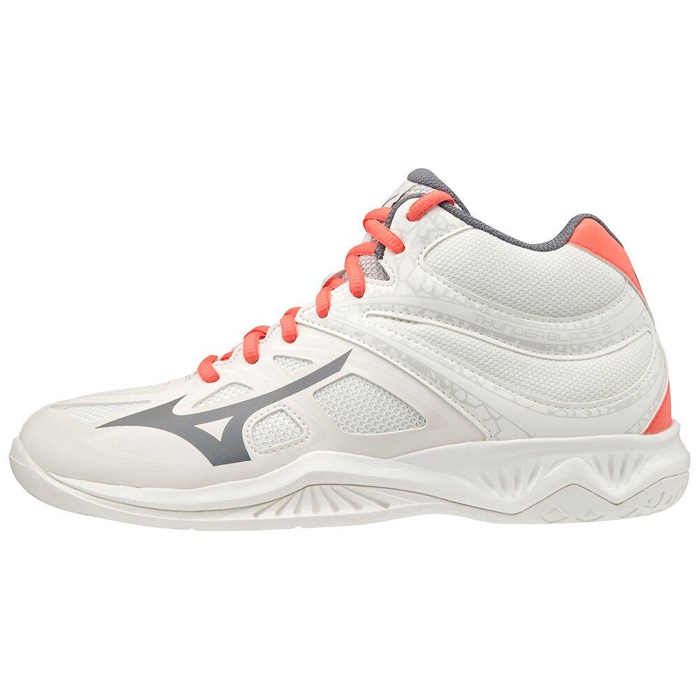 Mizuno Men's Volleyball Shoes Thunder Blade 2 Mid White/Coral - FTNCSDA-79